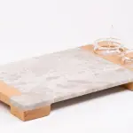 Service Tray Marble with Cup Holder Wood