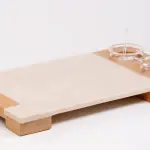 Service Tray Marble with Cup Holder Wood