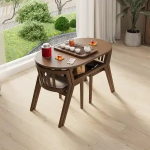 Foldable Extendable Dining Table – Solid Wood Top, Space-Saving Design