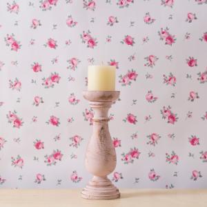 Country Carved Wooden Candle Holder