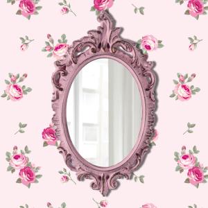 Pretty Shabby Wall Mirror Oval Vintage