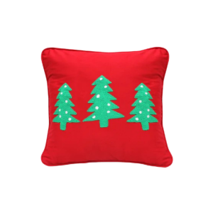 Hand-Embroidered Christmas Trees Cushion